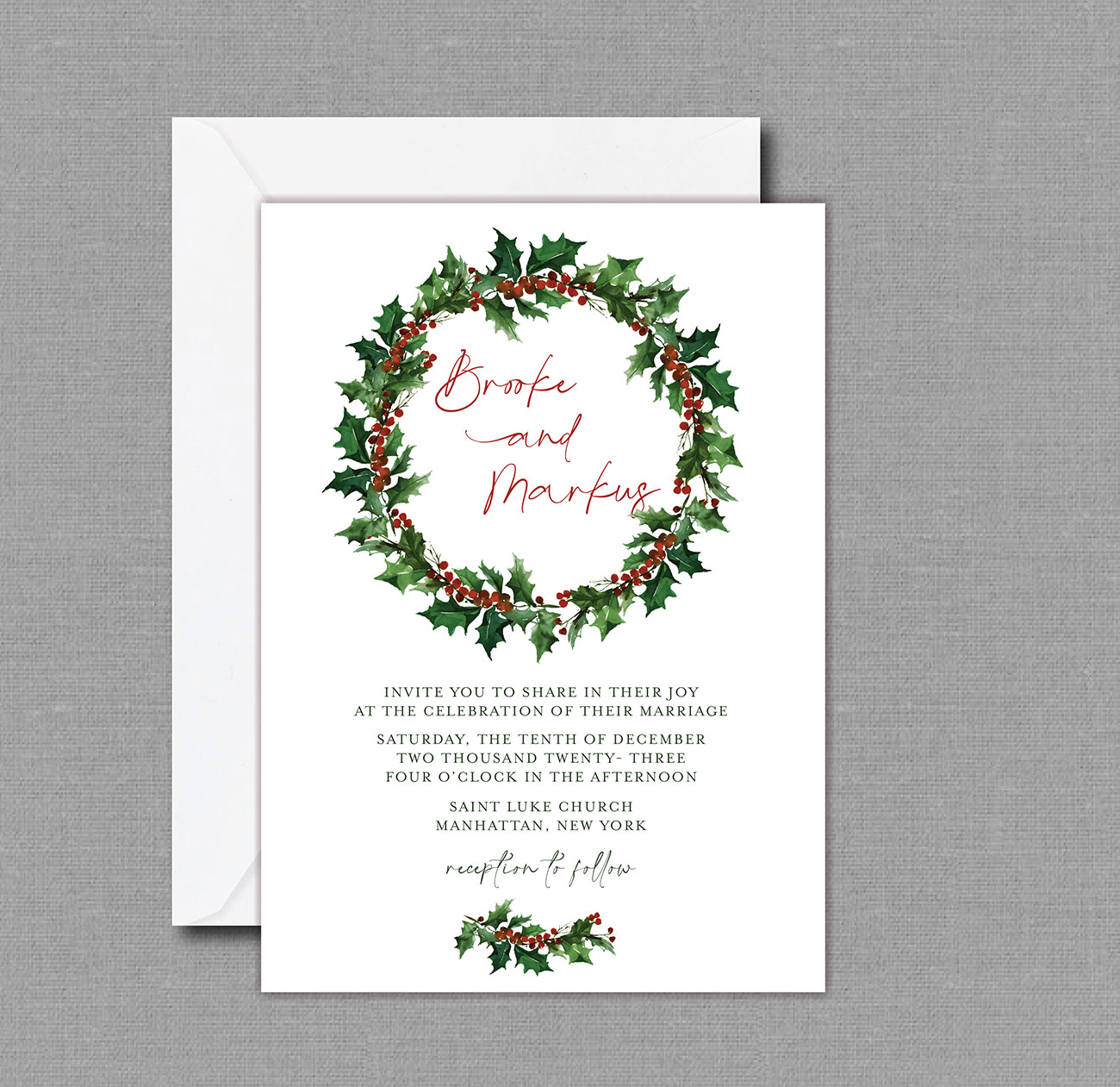 Winter Wedding Wreath Invitation 22145