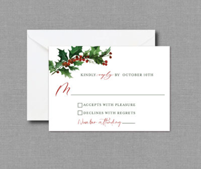 Winter Wedding Wreath Invitation RSVP Card 22145