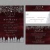 Burgundy Silver Snowflakes Winter Wedding Invitation Suite 22148