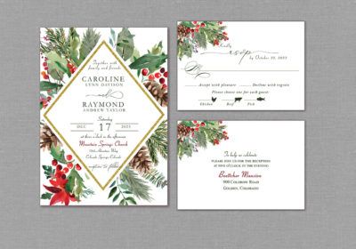 Christmas Themed Wedding Invitation Suite 22152