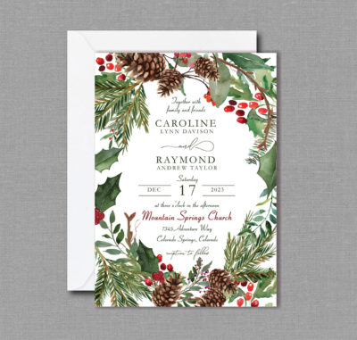 Evergreen Winter Wedding Invitation 22153