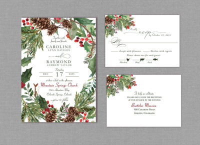 Evergreen Winter Wedding Invitation Suite 22153
