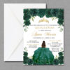 Emerald Green Roses Quinceañera Invitation