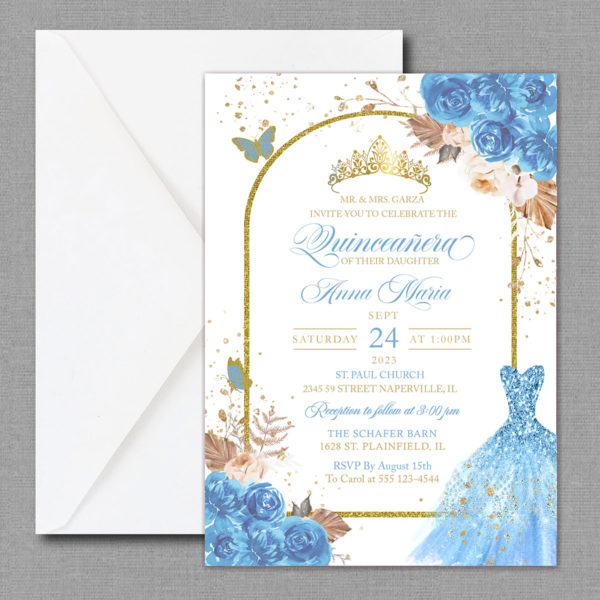 Baby Blue Arch Quinceañera Invitation