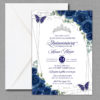 Princess Royal Blue Floral Quinceañera Invitation